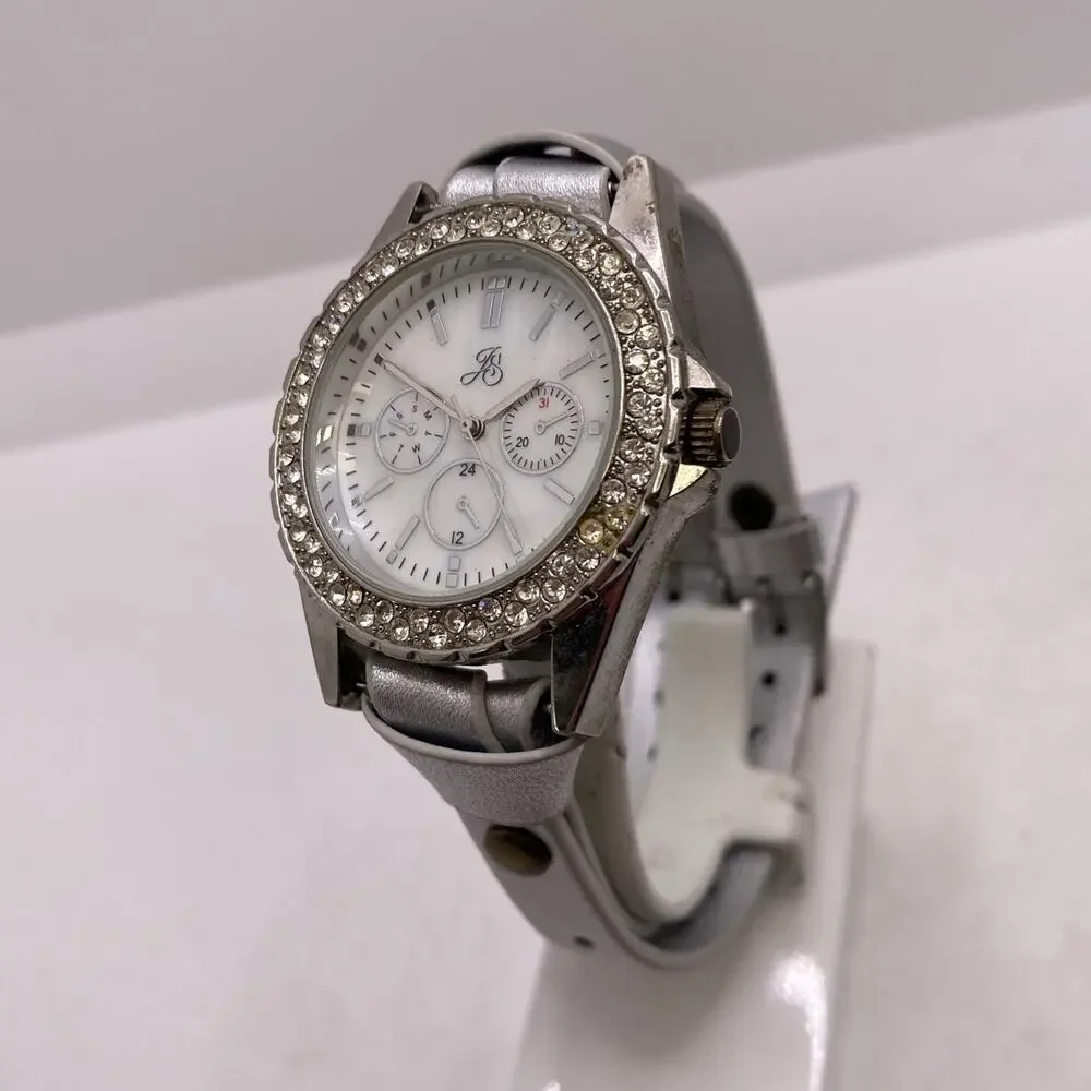 Womens Silver Rhinestone Mop Dial Watch New Battery